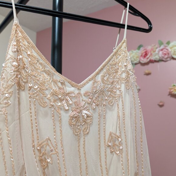 Size XS Light Pink Beaded Maxi Dress - Picture 3 of 6